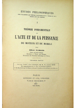 Theorie Fondamentale de Lacte et de la puissancae 1893 r