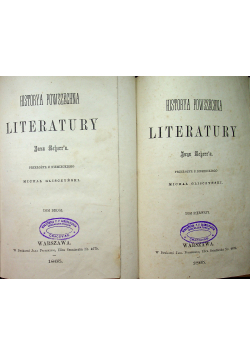 Historya powszechna literatury II Tomy 1865 r