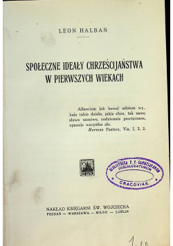 Społeczne ideały chrześcijaństwa w pierwszych wiekach