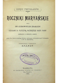 Roczniki Maryańskie 1902r. Tom II