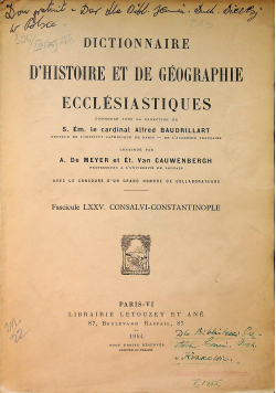 Dictionnaire d histoire et de geographie ecclesiastiques