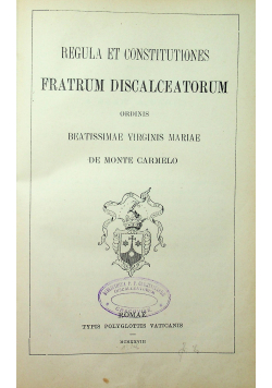 Regula et Constitutiones Fratrum Discalceatorum 1928 r