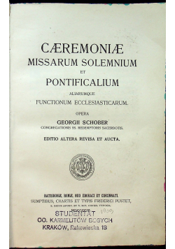 Caeremoniae missarum solemnium et pontificalium 1909 r