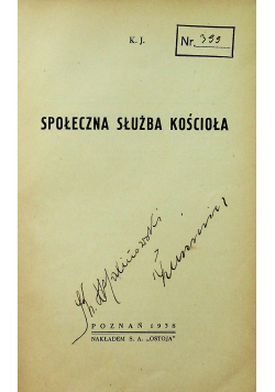 Społeczna służba Kościoła 1938 r