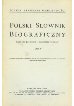 Polski Słownik Biograficzny Tom V