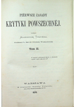 Pierwsze zasady krytyki powszechnej Tom II 1870 r