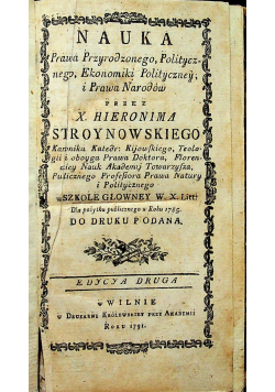 Nauka Prawa Przyrodzonego Politycznego Ekonomiki Politycznej i Prawa Narodów 1791 r.