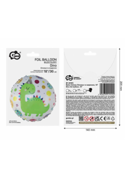 Balon foliowy Dinozaur w czapeczce 36cm