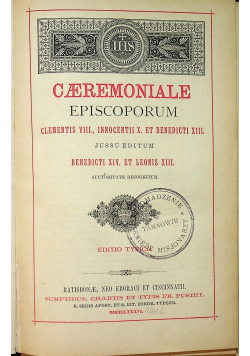 Caeremoniale Episcoporum Editio Typica 1886 r