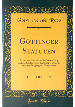 Göttinger Statuten reprint z 1907 r