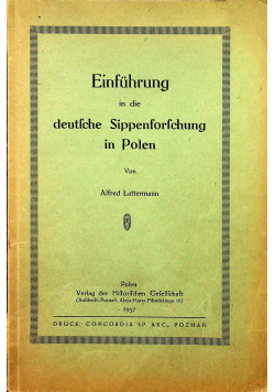 Einfuhrung in die deutsche Sippenforschung in Polen 1937 r.