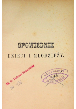 Spowiednik dzieci i młodzieży 1888 r.