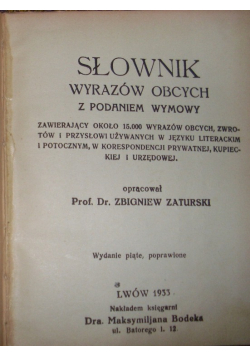 Słownik wyrazów obcych z podaniem wymowy  1933 r.
