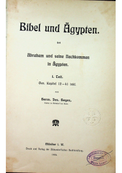Bibel und Agypten 1904 r.