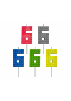 Świeczka urodzinowa Klocki cyfra 6 5,5cm MIX