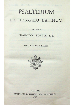 Psalterium ex Hebraeo Latinum 1939 r.