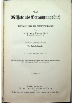 Das Missale als Betrachtungsbuch 1912 r