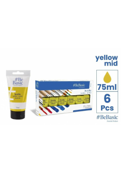 Farba akrylowa - czysty żółty 75ml (6szt)