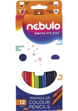 Kredki ołówkowe trójkątne 12 kolorów NEBULO