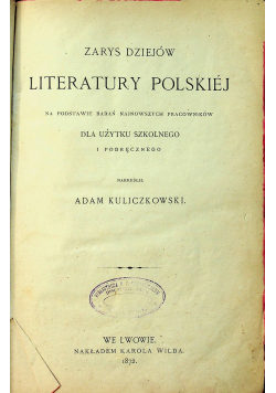 Zarys dziejów literatury polskiej 1872 r