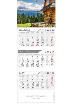 Kalendarz 2020 Trójdzielny Góralska chata CRUX
