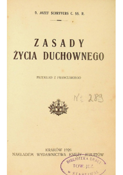 Zasady życia duchownego 1926  r.