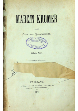 Marcin Kromer plus spis biograficzny 1874 r