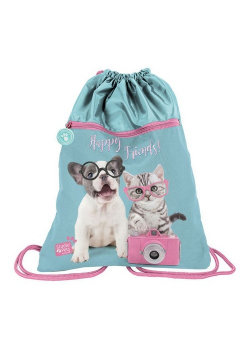 Worek na buty Studio Pets błękitno-różowy Happy Friends