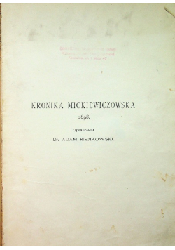 Kronika Mickiewiczowska 1899 r.