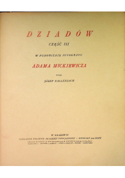 Dziadów Część III 1925 r.