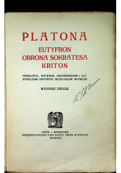 Eutyfron Obrona Sokratesa Kriton 1923r