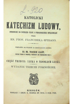 Katolicki Katechizm Ludowy Część III 1927 r.
