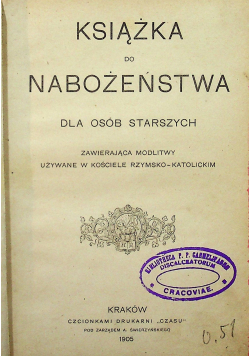 Książka do nabożeństwa dla osób starszych 1905 r.