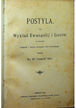 Postyla czyli wykład Ewangelij i listów 1892 r.