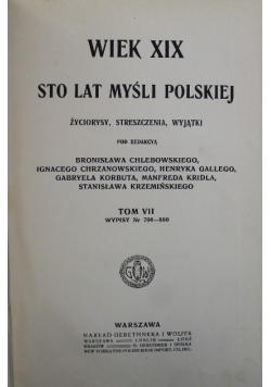 Wiek XIX sto lat myśli polskiej Tom VII 1900 r.