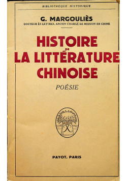Histoire de la litteratur chinoise