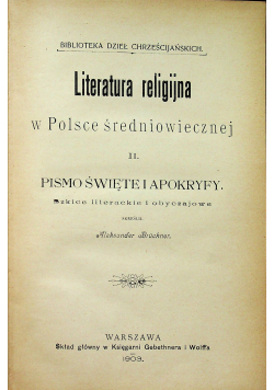 Literatura religijna w Polsce średniowiecznej II 1903 r.