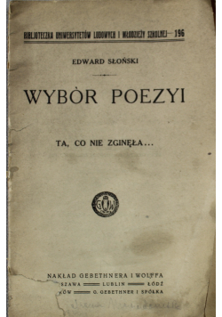 Słoński Wybór poezyi 1919r