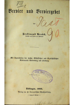 Brevier und Breviergebet 1854r