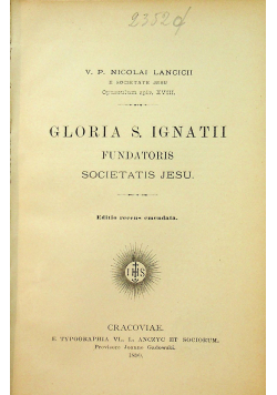 Gloria S Ignatii fundatoris societatis Jesu 1890 r.
