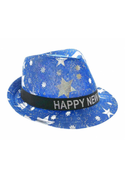 Kapelusz Happy New Year niebieski w gwiazdki