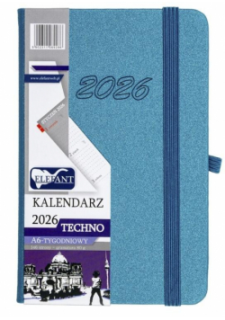 Kalendarz 2026 A6 tygodniowy Techno turkusowy