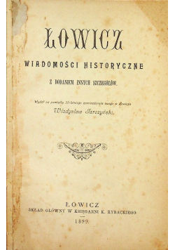 Łowicz wiadomości historyczne 1899 r.