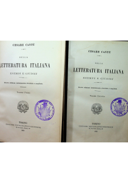 Della letteratura italiana esempj e giudizj Volume 1 i 2 1894 r.