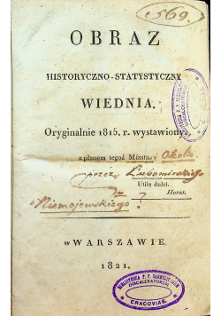 Obraz historyczne statystyczny Wiednia 1821 r.