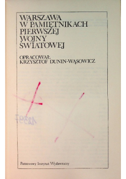 Warszawa w pamiętnikach pierwszej wojny światowej