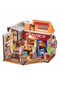 Składany Drewniany Model LED Corner Bookstore