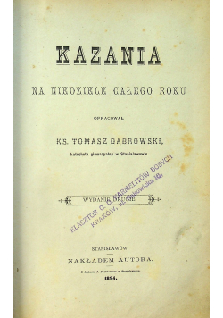 Kazania na niedziele całego roku 1894 r