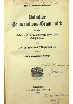 Polnische Konversations - Grammatik 1919 r.