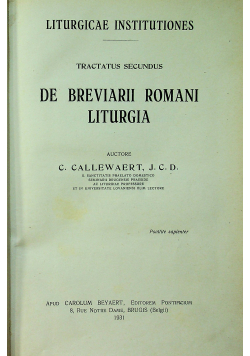 Tractatus secundus de breviarii romani liturgia 1931 r